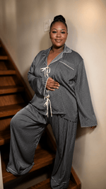 Load image into Gallery viewer, MAZH Stylish Mama Pyjama Set | Luxury Maternity &amp; Postpartum Loungewear - MAZHloungewearShop MAZHMAZH Stylish Mama Pyjama Set | Luxury Maternity &amp; Postpartum Loungewear
